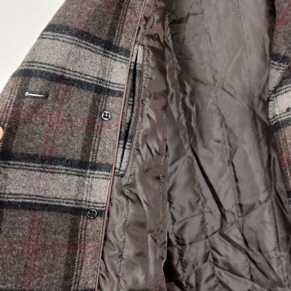 MARC NEW YORK ANDREW MARC plaid coat men's size S brown wool pockets - Picture 7 of 8